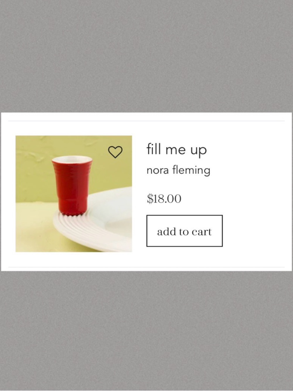 Nora Fleming "Fill Me Up" Red Mini Cup mini